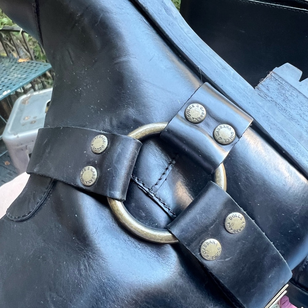 Dolce & Gabbana Made in Italy Black Leather Moto Boots Excellent Condition! - Picture 11 of 16